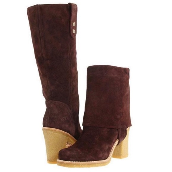 Ugg dark brown suede heeled boots - Picture 2 of 12